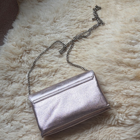 Loeffler Randall Metallic Silver Chain Clutch